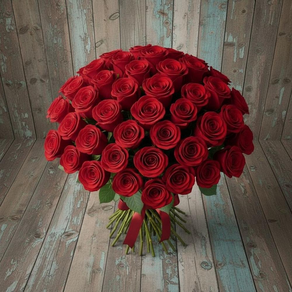 Букет 55 Красных роз Фридом в Киселевске