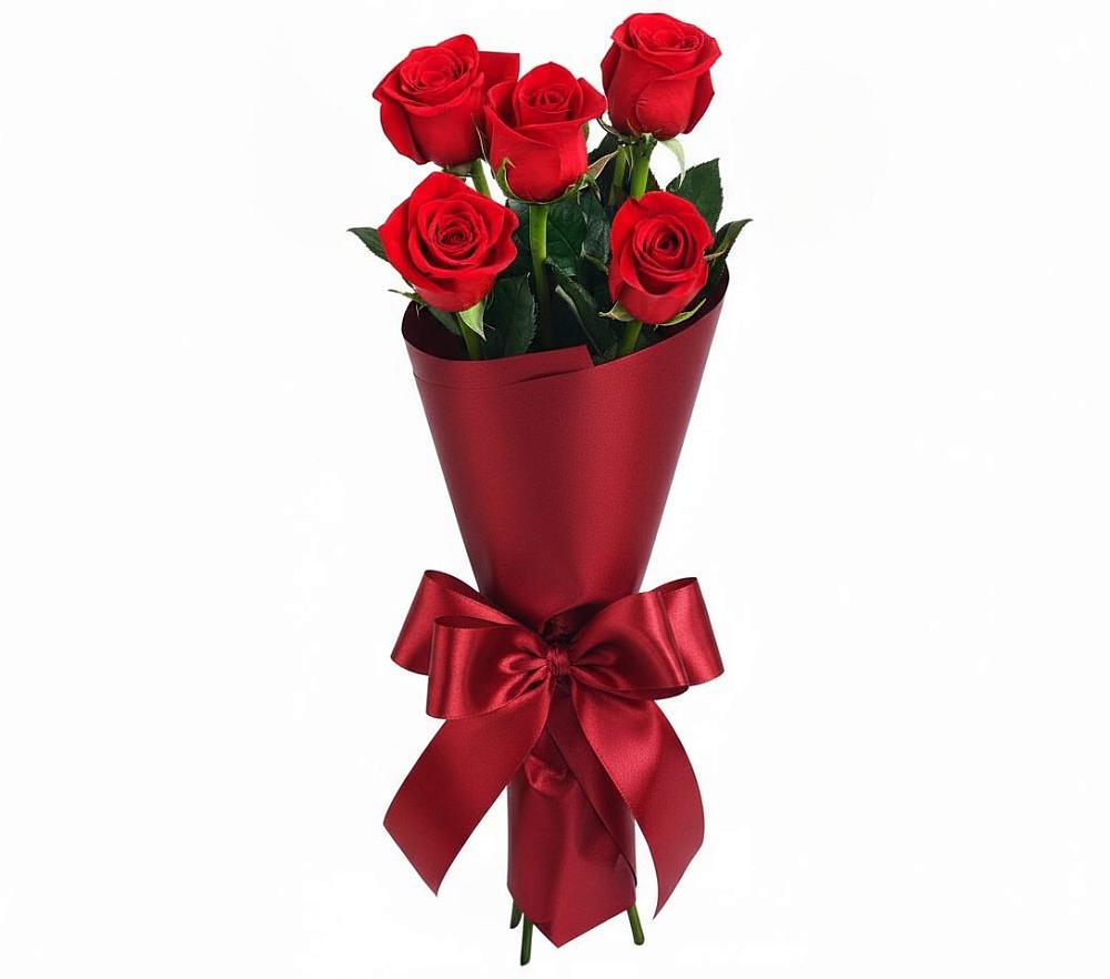 Букет 5 Красных роз Эдлесс Лав в Киселевске