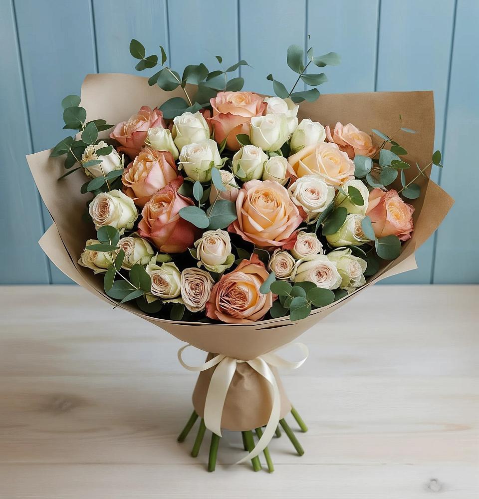 Букет цветов из: Альстромерии и Розы в Киселевске