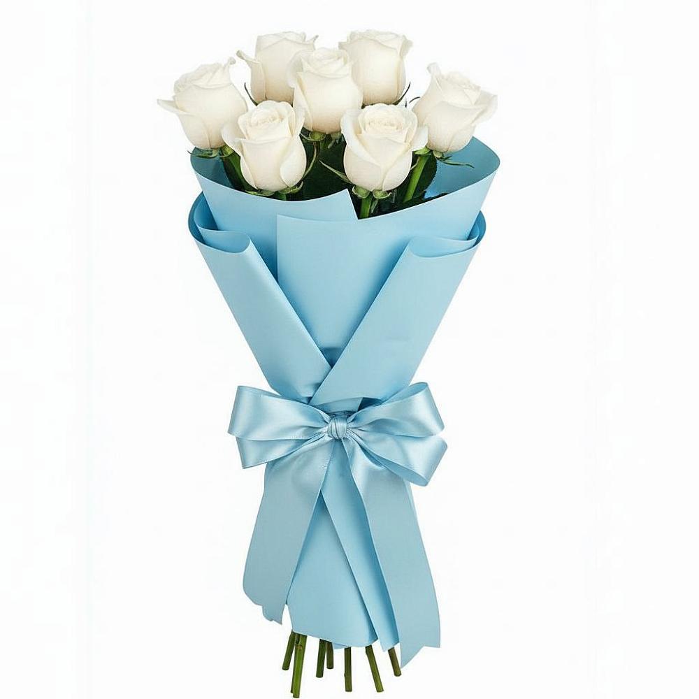 Букет 7 белых роз Проуд в Киселевске