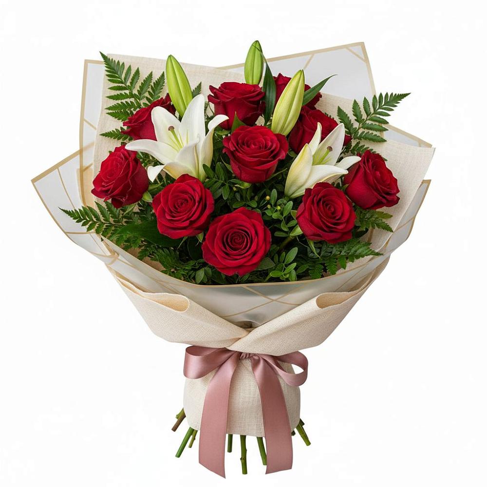 Букет цветов из: Лилии и Розы в Киселевске