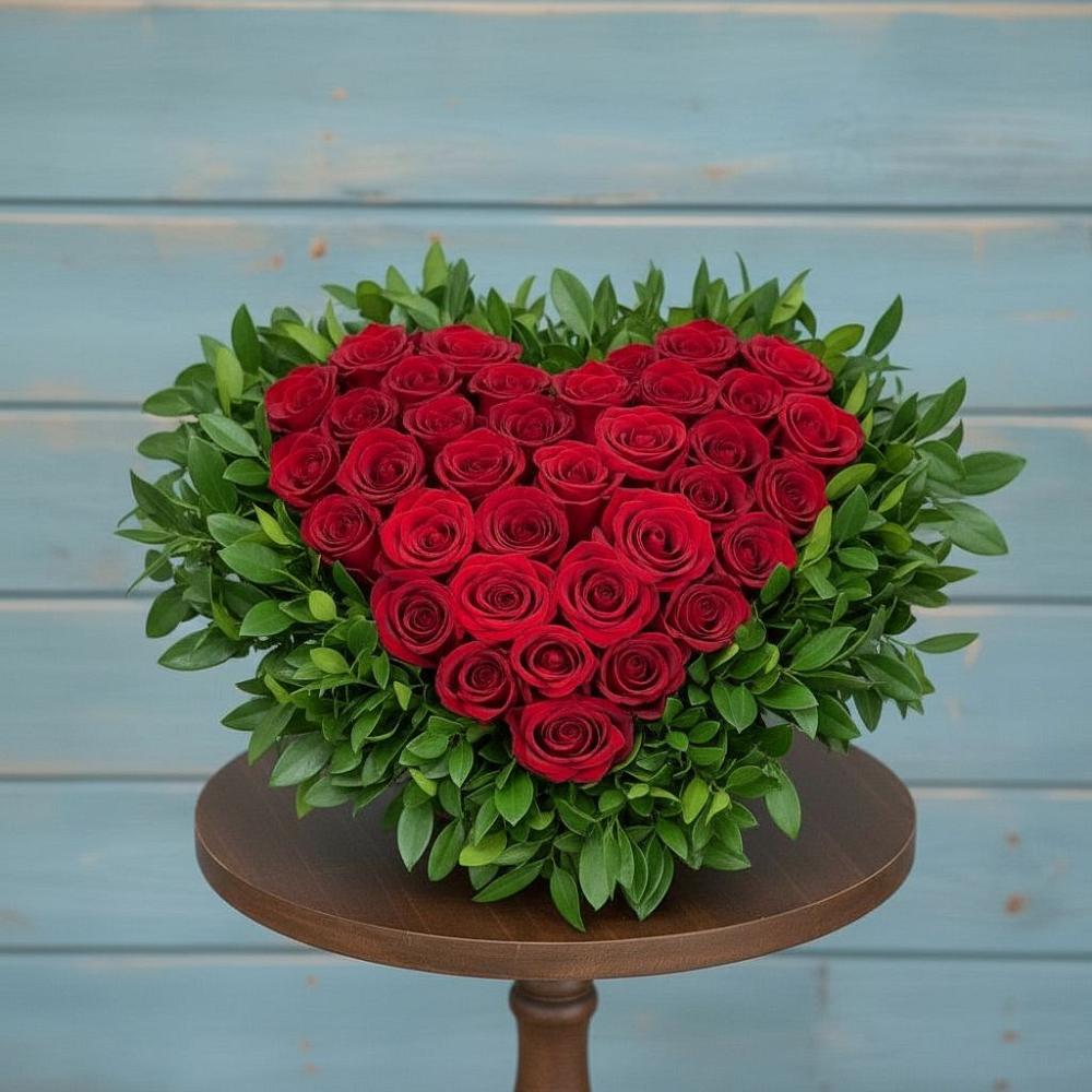 Цветочная композиция из Розы в виде сердца в Киселевске