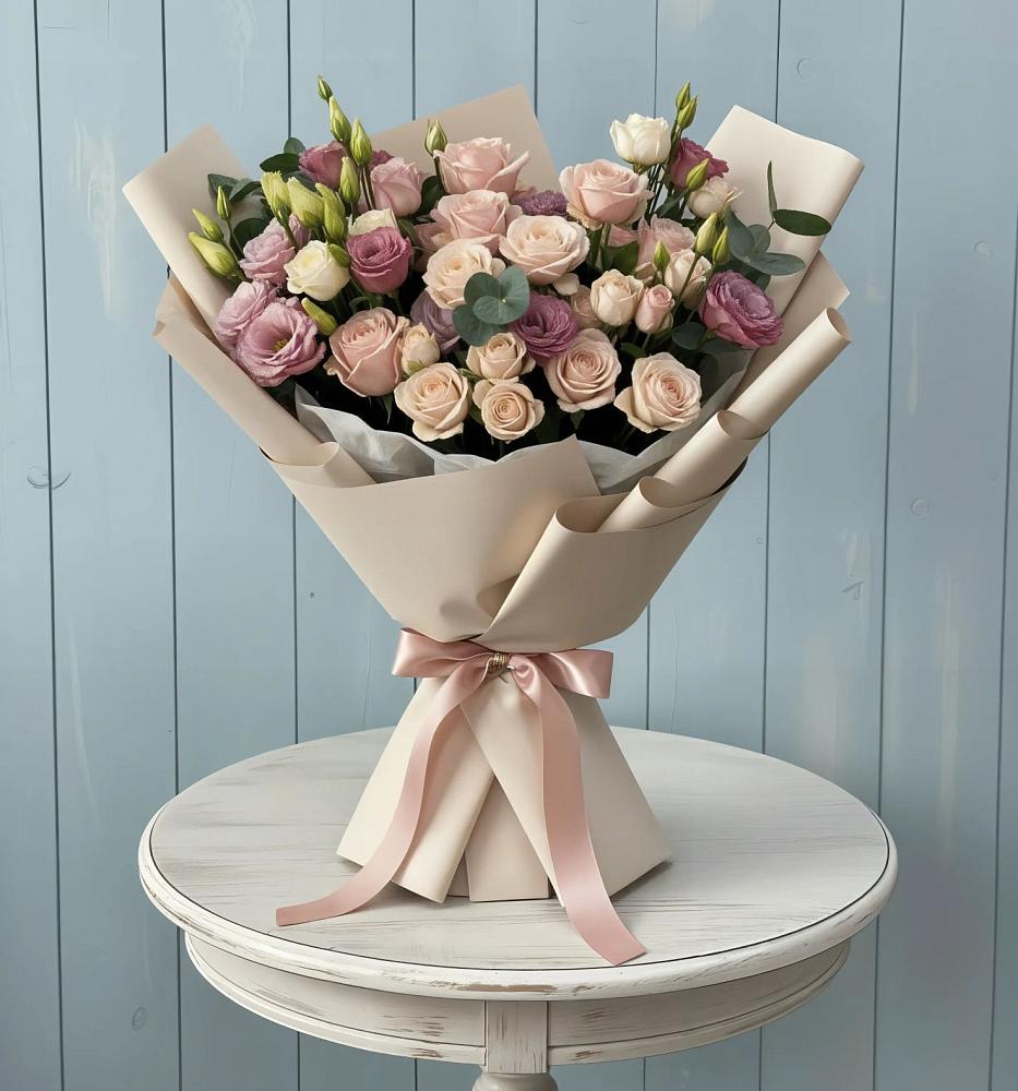 Букет цветов из: Розы и Лизиантусы в Киселевске