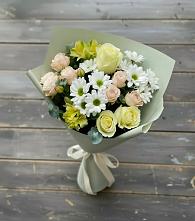 Букет цветов из:  Альстромерии, Розы и Хризантемы в Киселевске