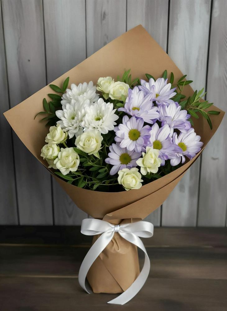 Букет цветов из: Хризантемы и Розы в Киселевске